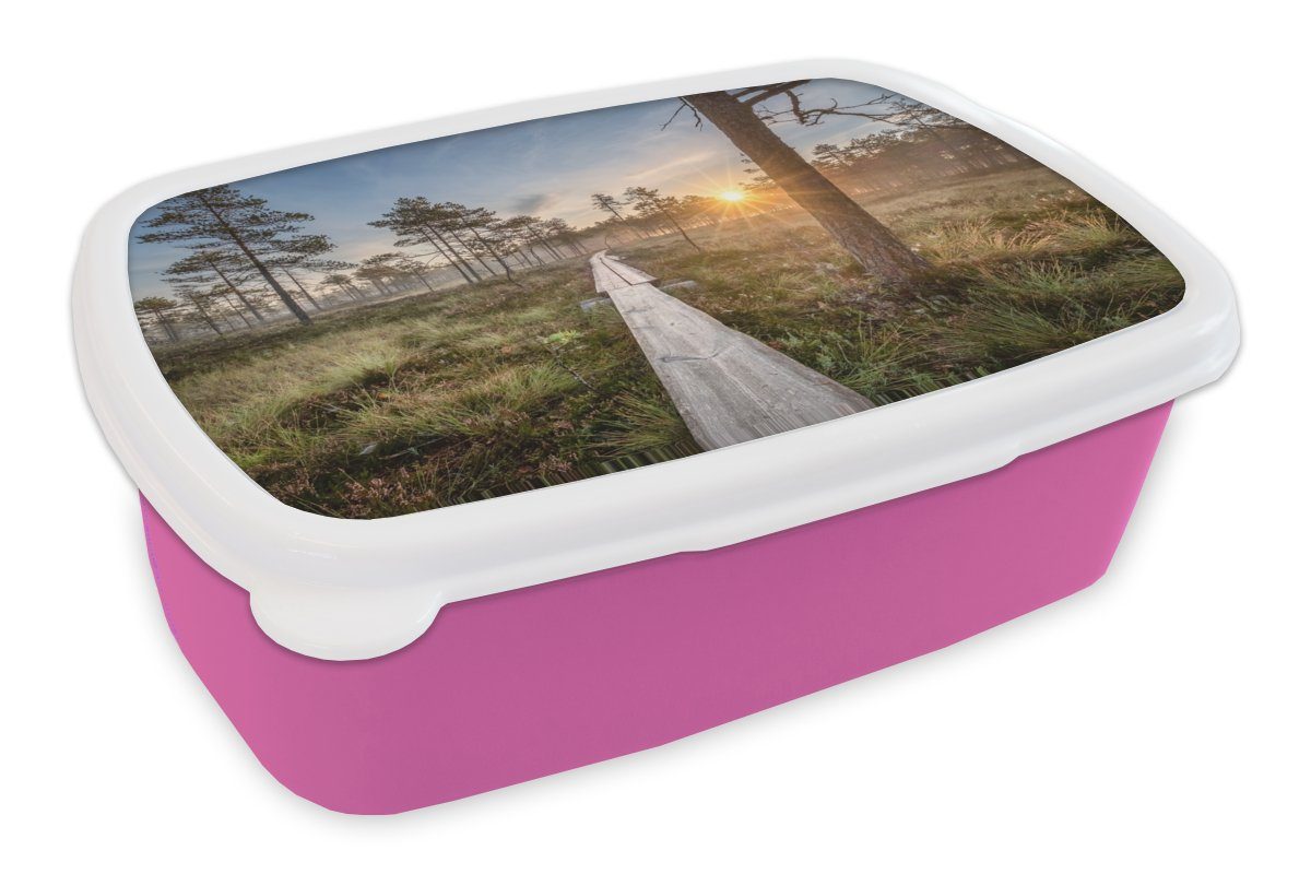 - (2-tlg), Erwachsene, Wald rosa Baum, Snackbox, Kunststoff, - Sumpf Mädchen, Kunststoff Brotbox für MuchoWow Kinder, Brotdose Lunchbox