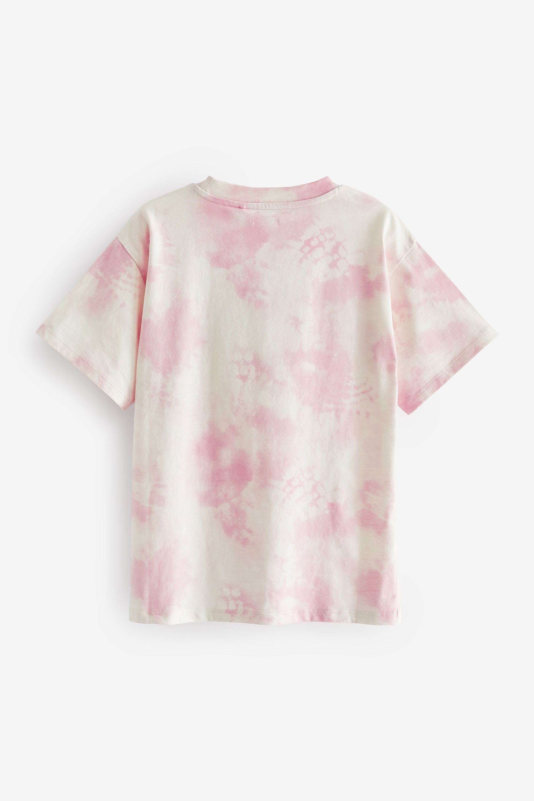 Next T-Shirt T-Shirt mit (1-tlg) Dye Tie Heart glänzendem Paillettenherz Pink