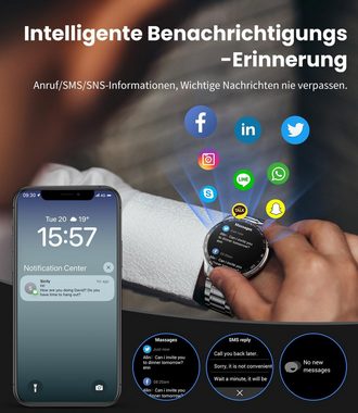 Lige Telefonfunktion Wasserdicht Herren's Militärische 400mah Smartwatch (1,43 Zoll, Android/iOS), mit 100+ Sportmodi Aktivitätstracker,Herzfrequenz-/SpO2-Überwachung