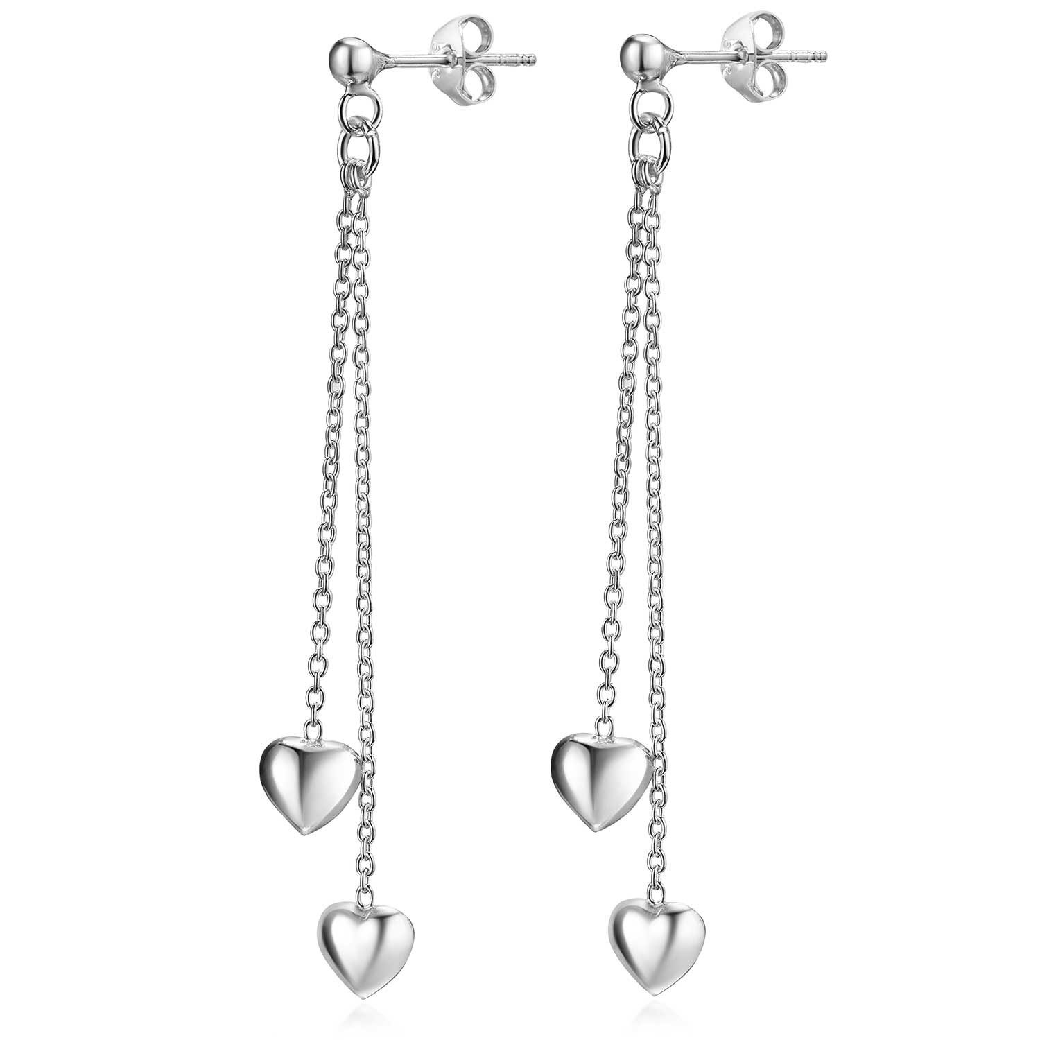 Materia Paar Ohrhänger Damen Silber Pendel Herzen lang 55mm SO-248, 925 Sterling Silber – Bild 3 von 5