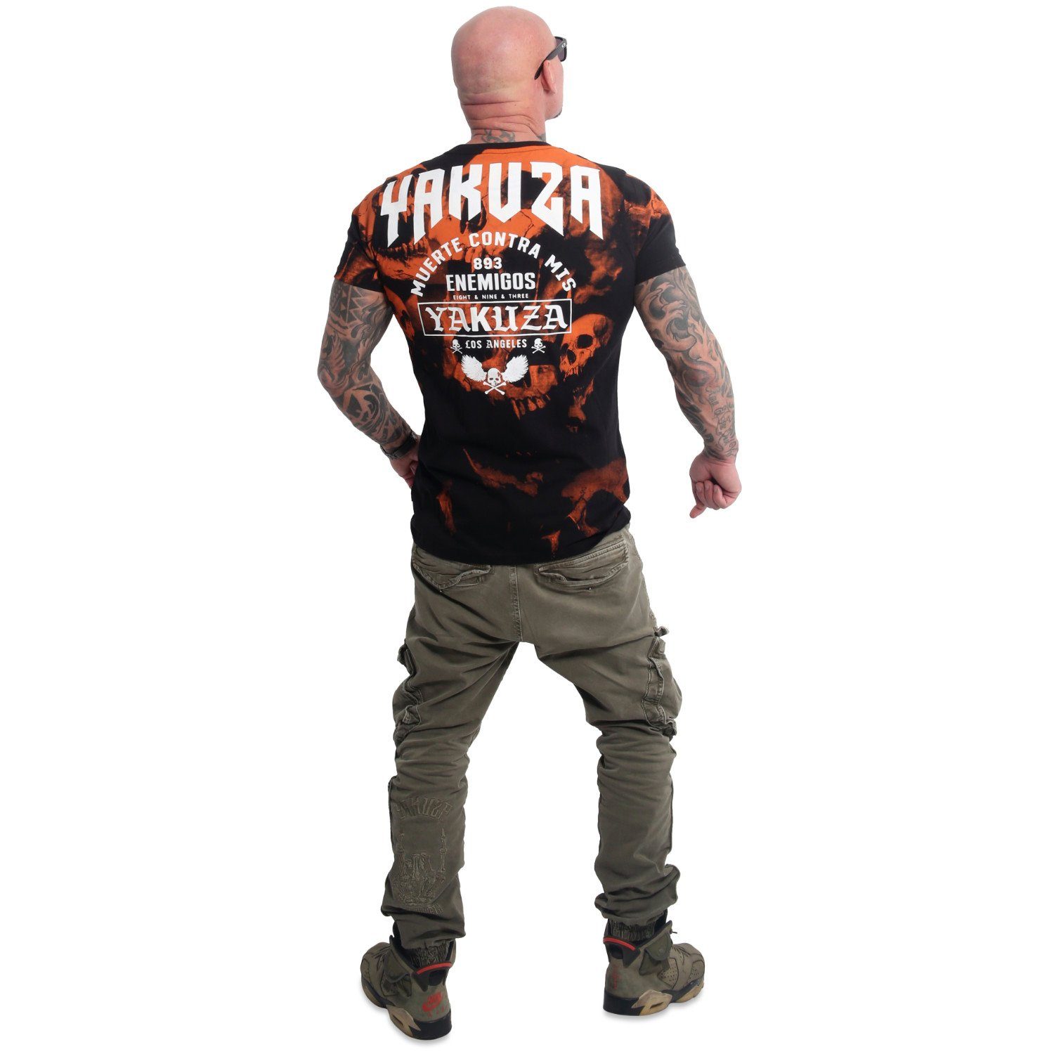YAKUZA T-Shirt Muerte Skull schwarz/orange V02