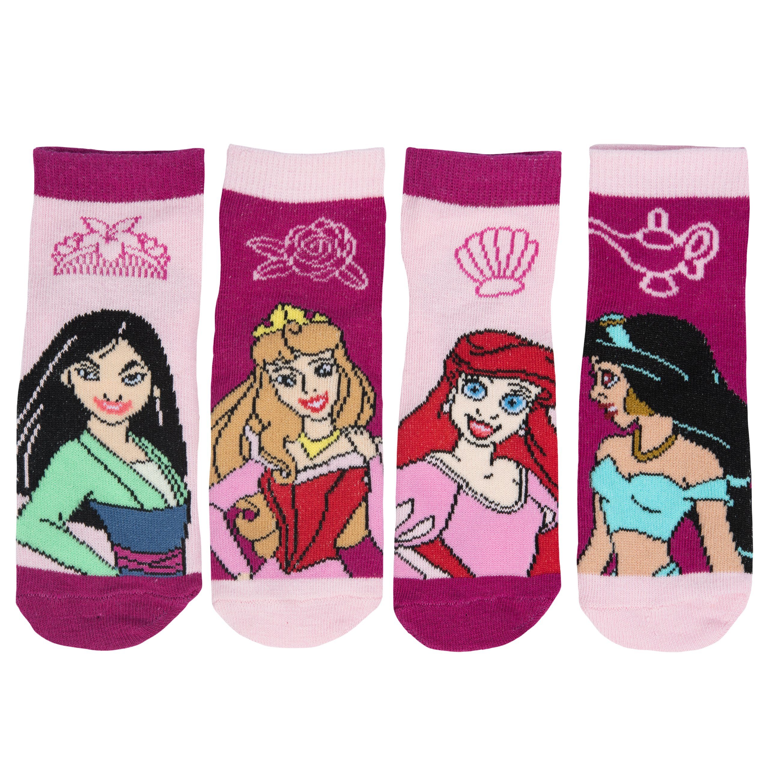 United Labels® Socken Disney - Prinzessin - Mulan, Arielle, Jasmin, Aurora (4er Pack)