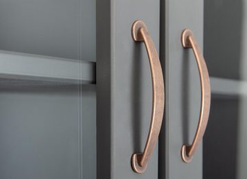 möbelando Buffet Luzerna (BxHxT 90 x 190 x 45 cm) aus Massivholz/MDF in Grau/Sepia-braun mit 2 Schubladen und 4 Türen