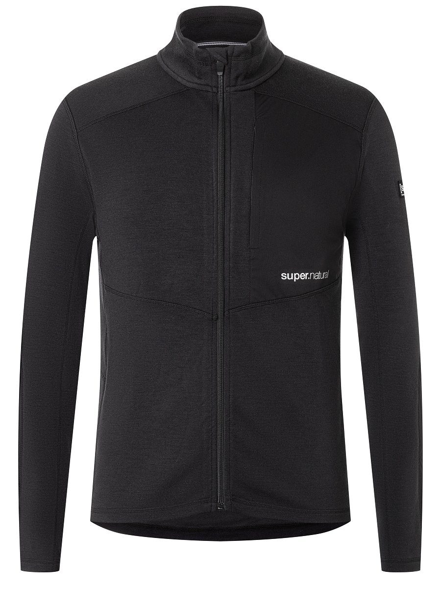 TRACK Outdoorjacke Jacke funktioneller Merino-Materialmix Jet M ADVENTURE Merino SUPER.NATURAL Black