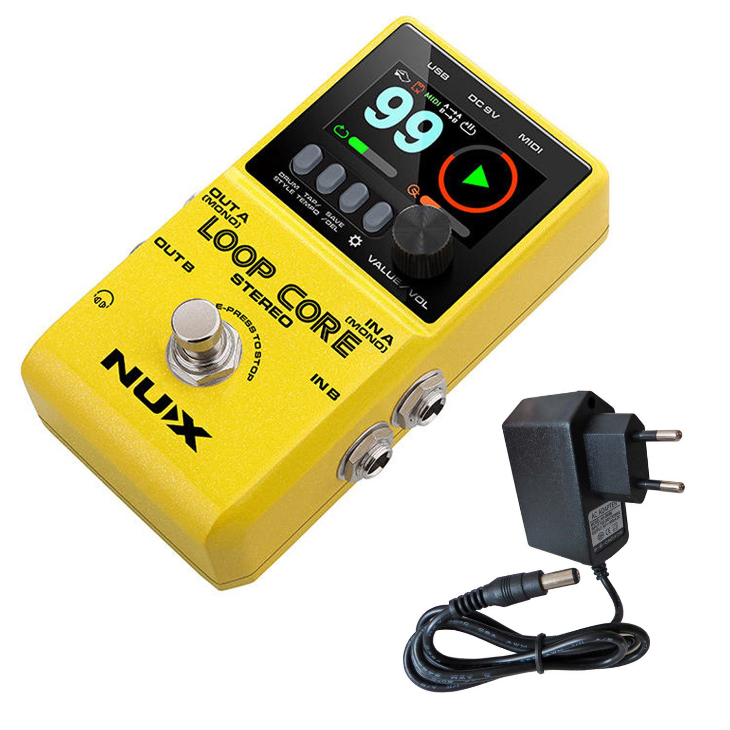 E-Gitarre Nux Loop Core Stereo Effektgerät Looper-Pedal mit Netzteil