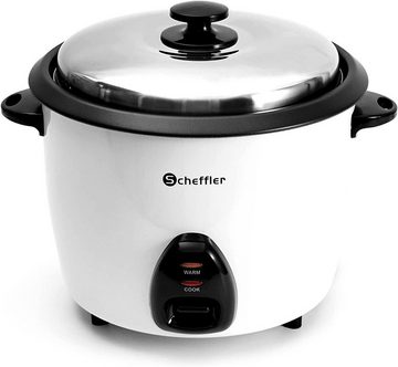 Scheffler Reiskocher 1.5L-4.2L, 800-1600 W, Warmhaltefunktion, Antihaftbeschichtet, inkl. Reislöffel + Messbecher, Deckel aus Edelstahl