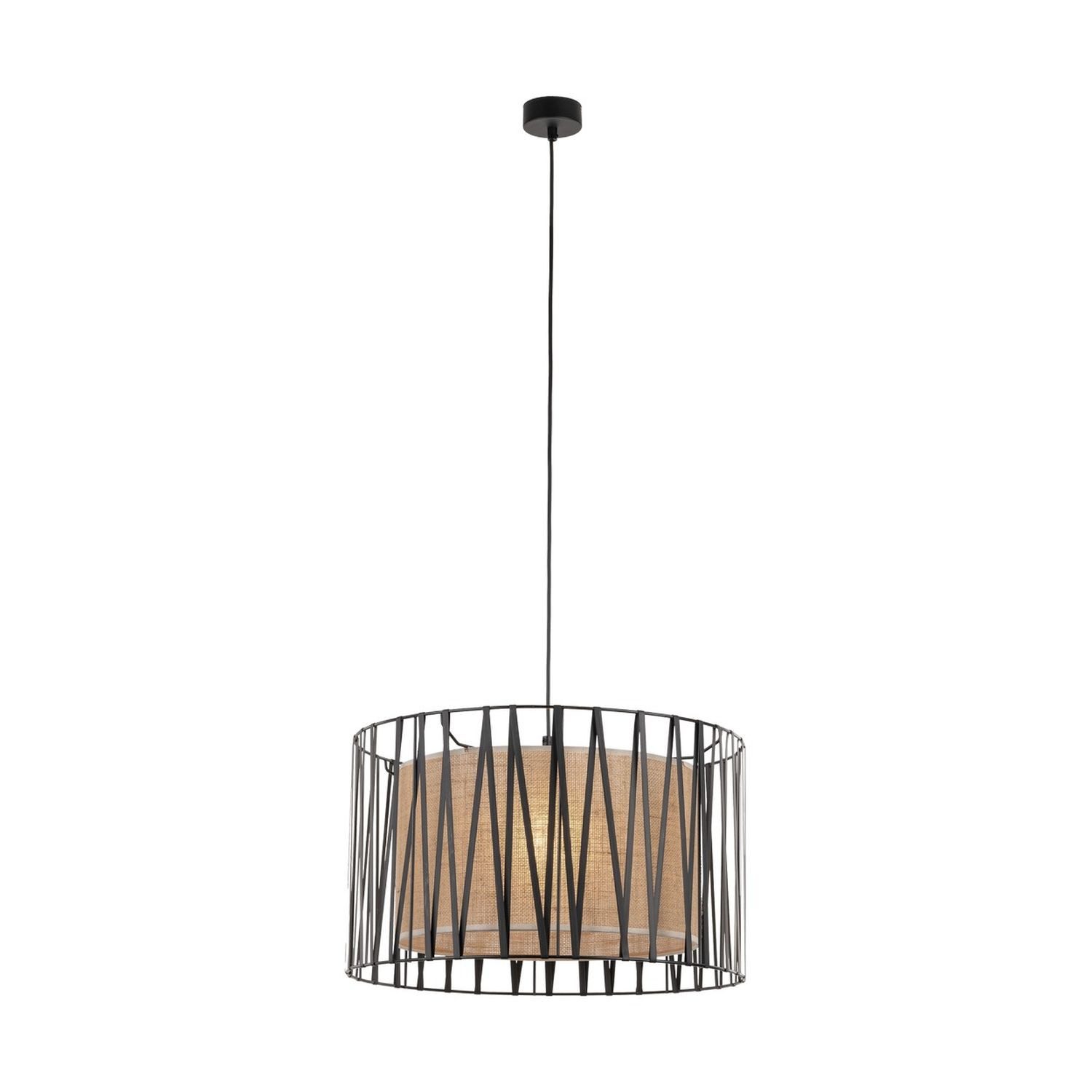 Licht-Erlebnisse Pendelleuchte MINA, ohne Leuchtmittel, rund Ø 50 cm 3x E27 Schwarz Braun Modern Esszimmer