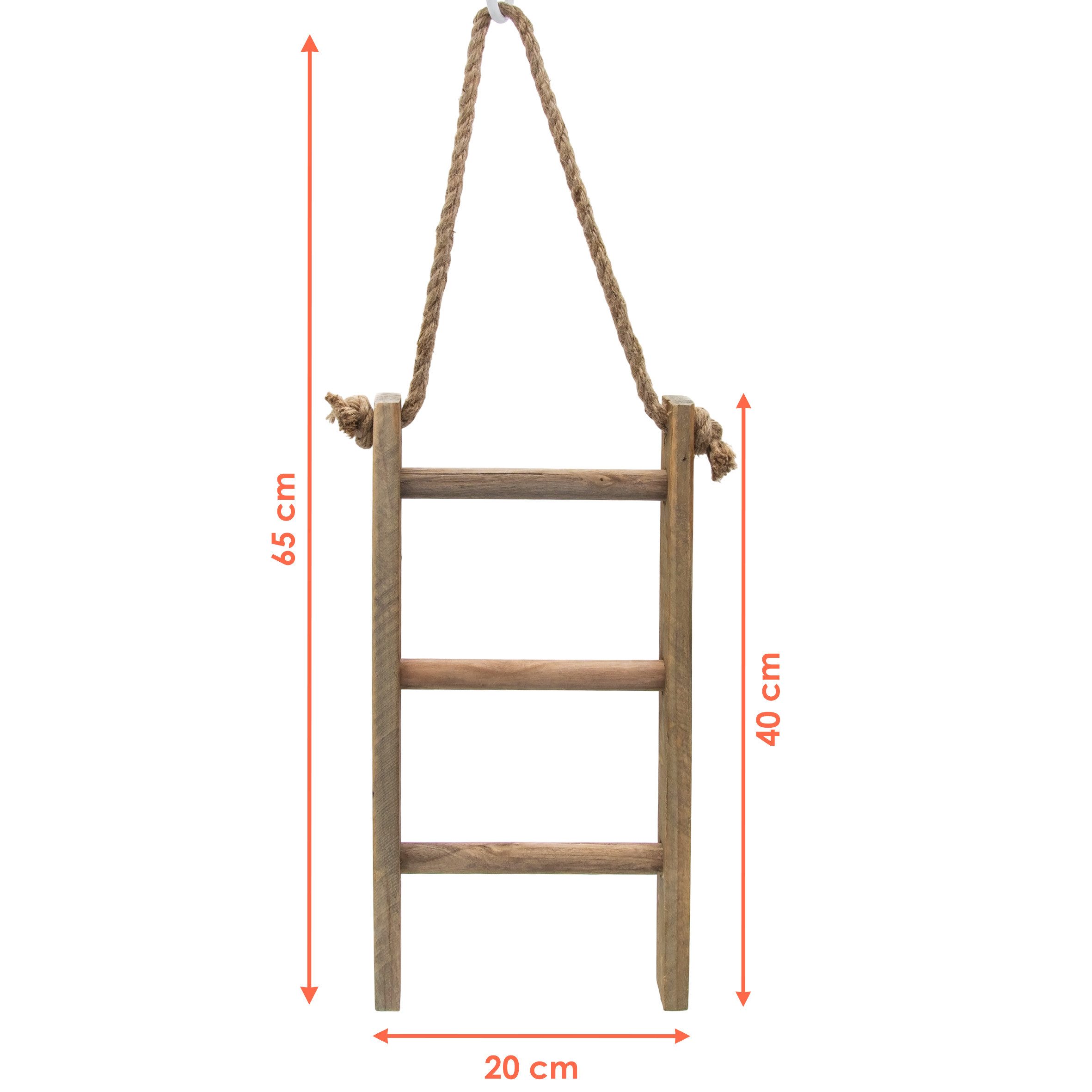 Spetebo Dekoleiter Holz Dekoleiter Landhaus Design - 40 x 20 cm (Anzahl, 1 St., Stück), mit 3 Sprossen zum Dekorieren