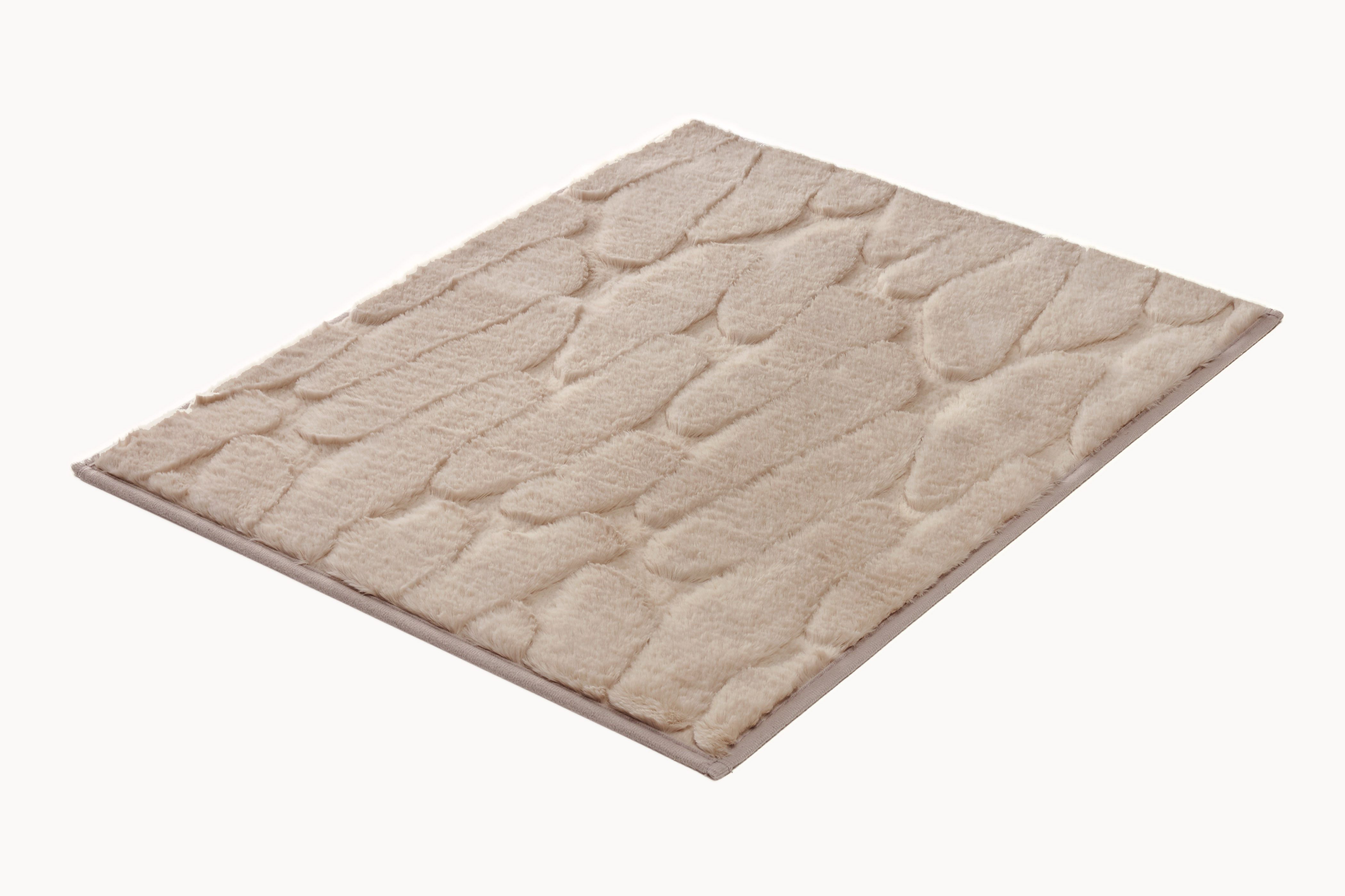 Kleine Wolke Badematte »Tondo«, Höhe 5 mm, rutschhemmend beschichtet, fußbodenheizungsgeeignet, Polyester, rechteckig, Badteppich, Uni Farben, moderens Design, Hoch-Tief Effekt