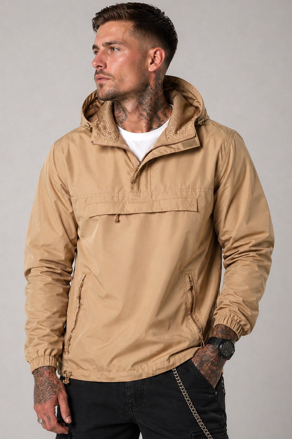 Brandit Allwetterjacke Herren Sommer Windbreaker Jacke US Version Perfekte Passform Hochwertige Verarbeitung,Wasserabweisend – Bild 2 von 5
