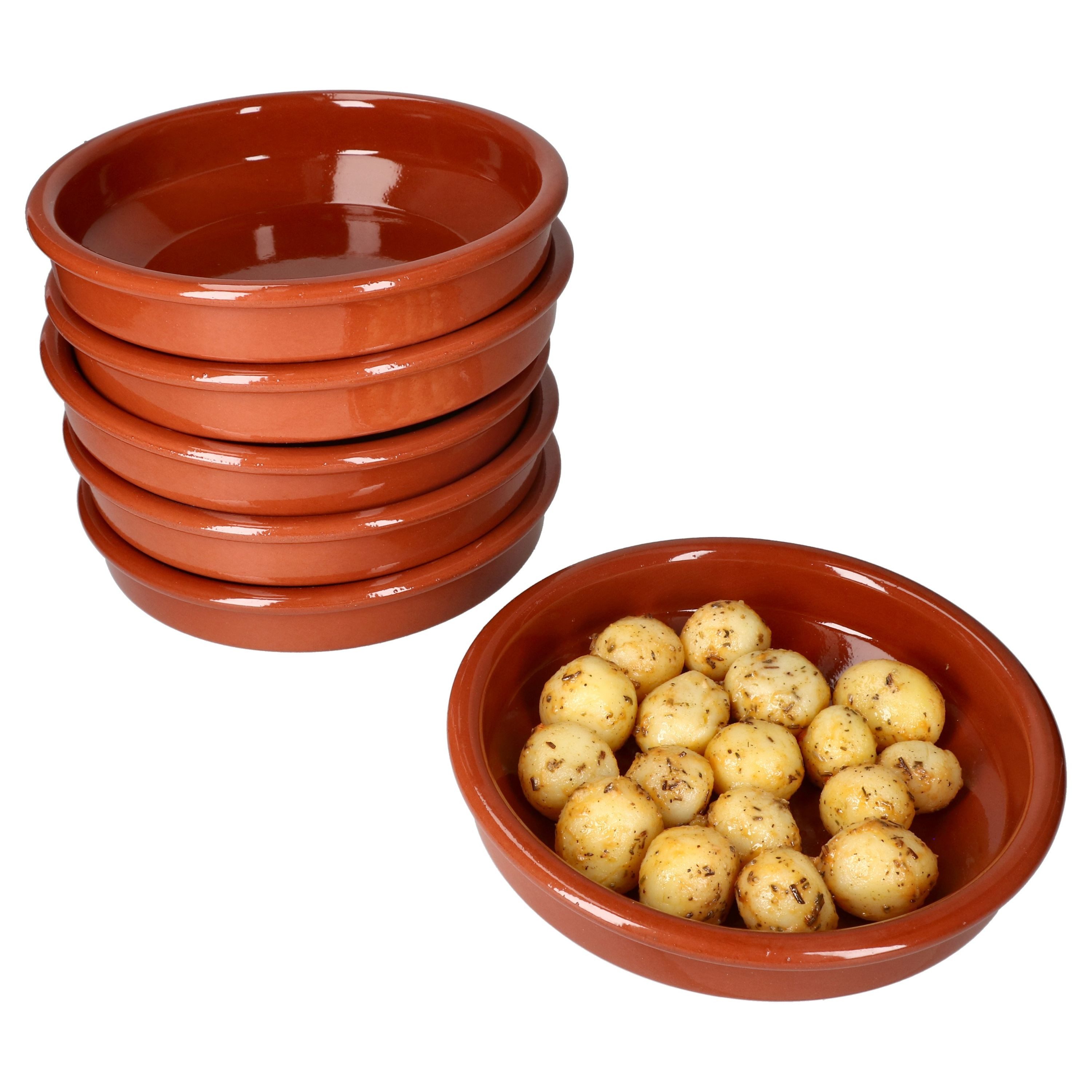 MamboCat Tapas-Schale 6er Set Cazuela Ton-Schale Bruno Ø 20cm Größe L Mittelalter, Ton