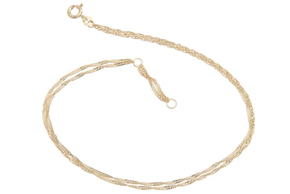 Silberkettenstore Fußkette Fußkette Singapur, doppelreihig 1,4mm - 333 Gold, Länge wählbar