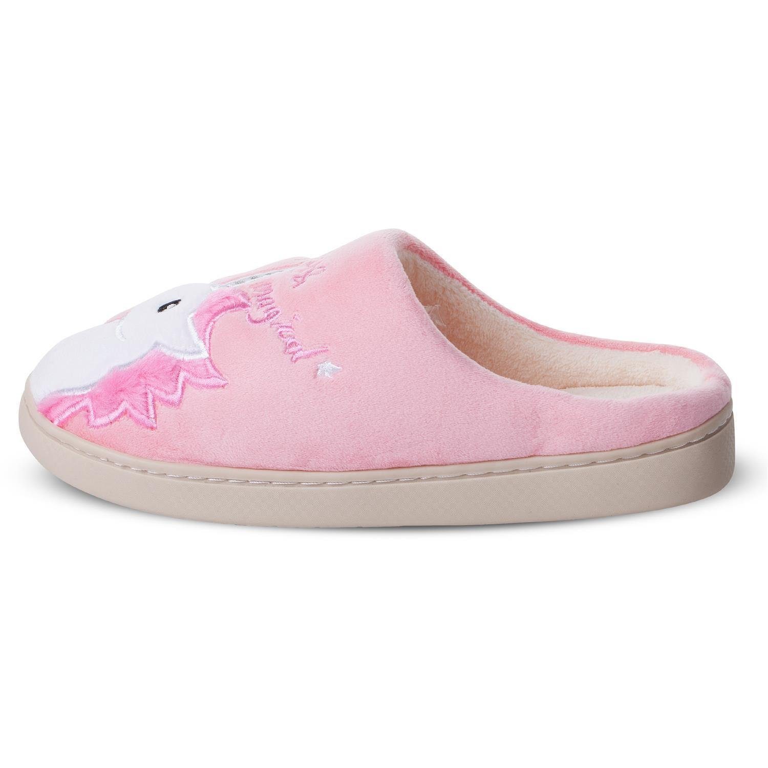 Katara Tier Pantoffeln Gr. 34-41 (Einhorn, Katze, Hase) Plüsch Hausschuhe Hausschuhe, weich, warm, süß, kuschelig, Plüsch Einhorn (Pink)