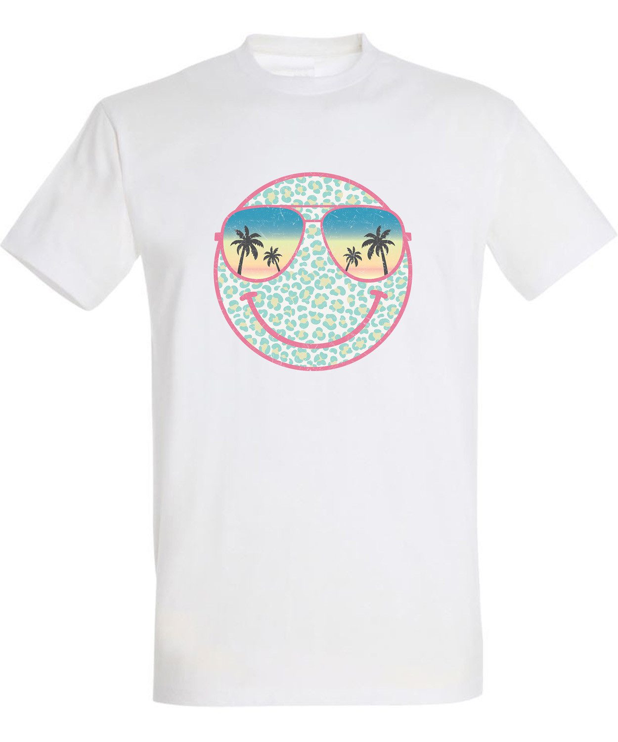 T-Shirt Herren Print Shirt - Lächelndes Sommer Gesicht Brustprint