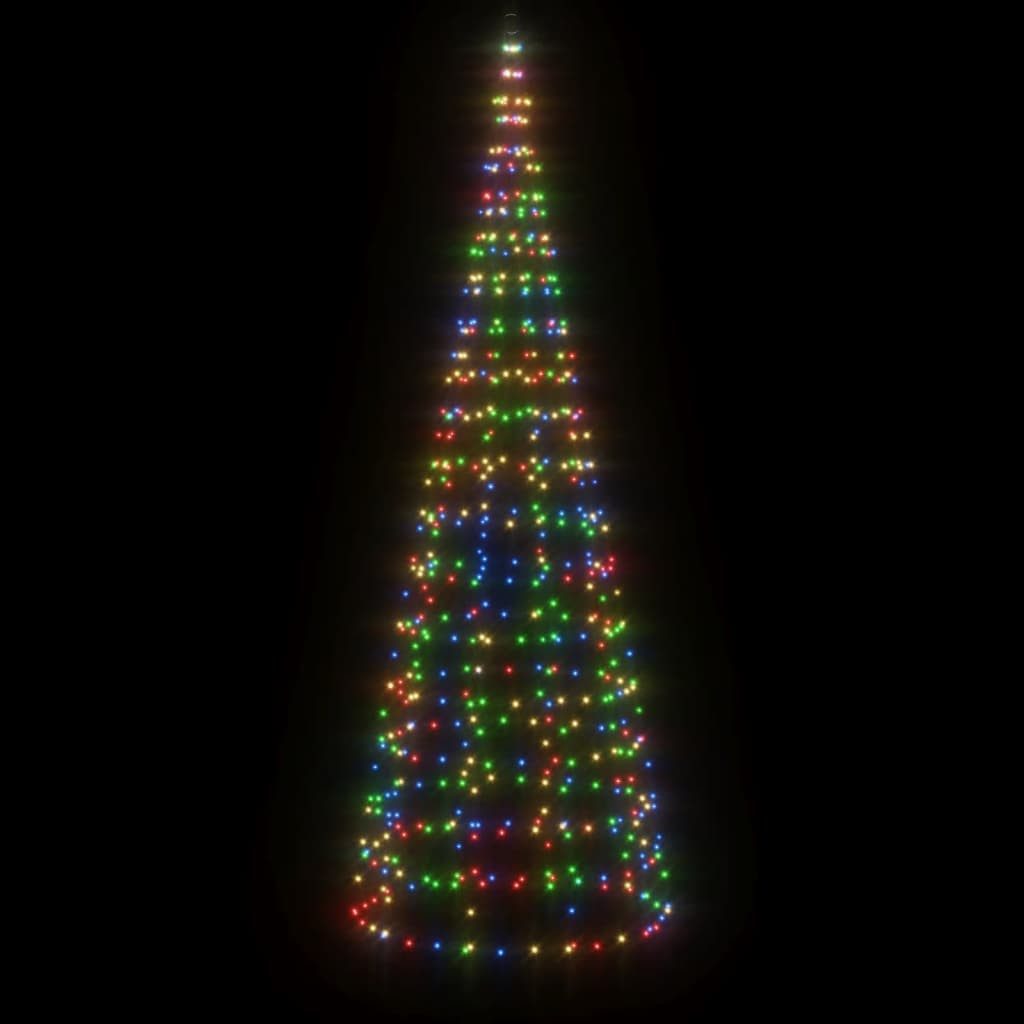 furnicato Künstlicher Weihnachtsbaum LED-Weihnachtsbaum für Fahnenmast 550 LEDs Mehrfarbig 300 cm