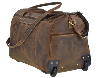 Greenburry Reisetasche Vintage, mit Rollen, Weekender, Leder, Sporttasche, Trolley, 54x37x31cm