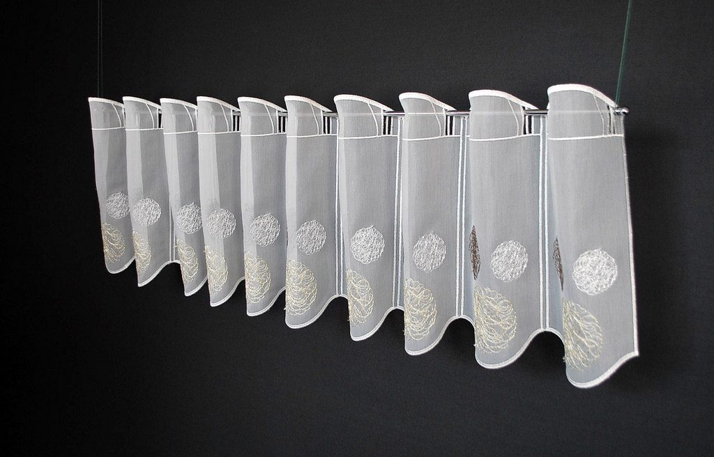 Verdi Scheibengardine bestickte Kugeln, Stangendurchzug, transparent, günstig online kaufen