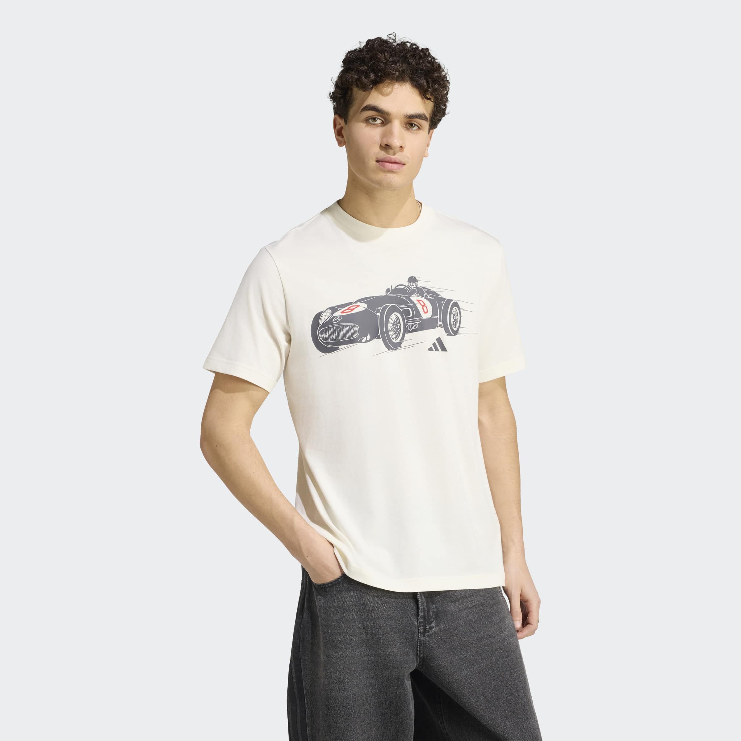 adidas Performance T-Shirt MERCEDES-AMG PETRONAS FORMULA 1 TEAM SILVER ARROWS 1955, GRAFIK für Erwachsene, mit Rundhalsausschnitt, ohne Verschluss, aus Baumwolle