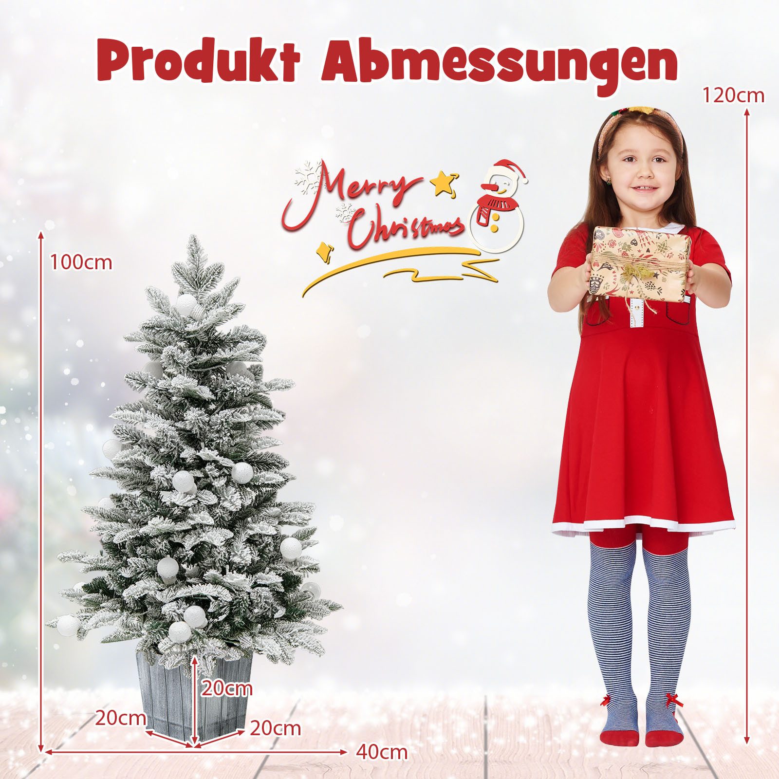 COSTWAY Künstlicher Weihnachtsbaum, 100cm, 80 mehrfarbige LEDs, 148 Spitzen