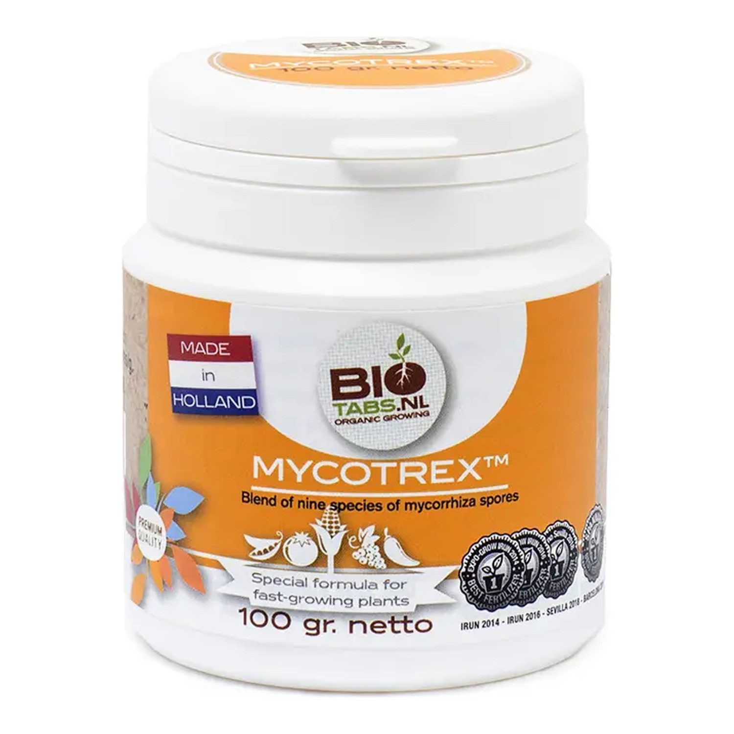 BIOTABS.NL Pflanzendünger Mykorrhiza Bodenverbesserer Mycotrex Pulver 100 g, Gebrauchsfertig