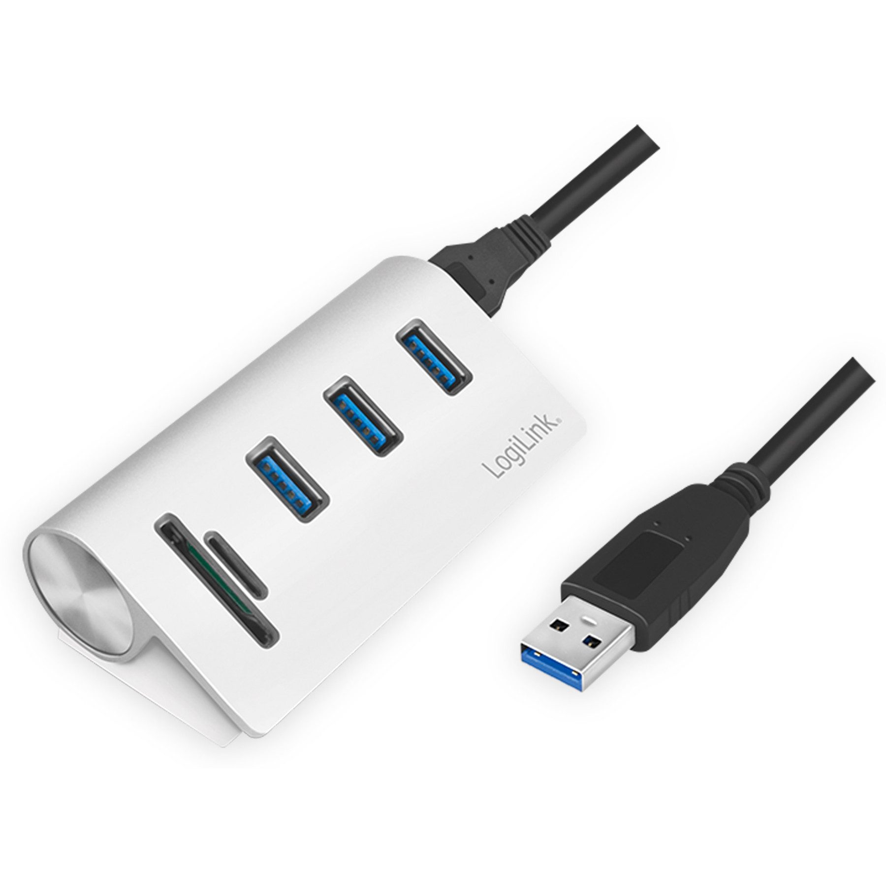 LOGILINK USB-HUB CR0045, 3x USB-A, integrierter USB-Adapter