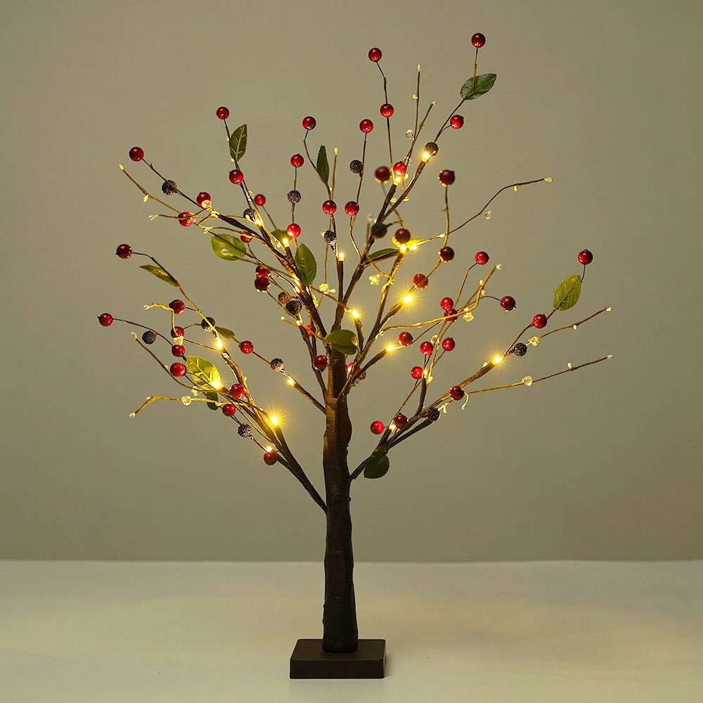 Rosnek LED Baum Warmweiß, Bonsai-Baum Warmweiß, Haus DIY Perlen Festival batteriebetrieben, LED Tischleuchte Hochzeit Baumlampe, Deko, für Rote