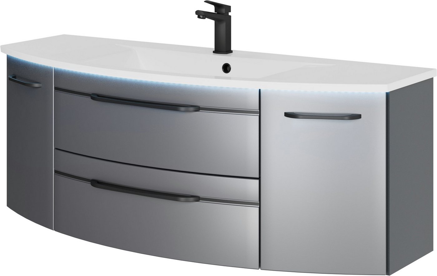 Thumbnail - Saphir Waschtisch Serie 7045 Mineralmarmor-Waschtisch und Unterschrank, 131 cm breit, Waschplatz mit 2 Schubladen, 2 Tür...