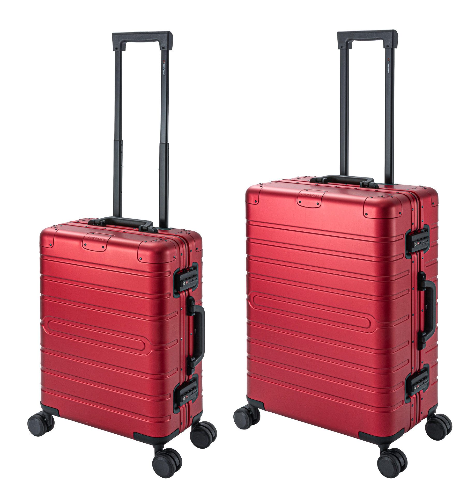 Travelhouse Trolleyset Oslo, 4 Rollen, (2 tlg), Aluminium Hartschale TSA Zahlenschloss Schnappverschluss