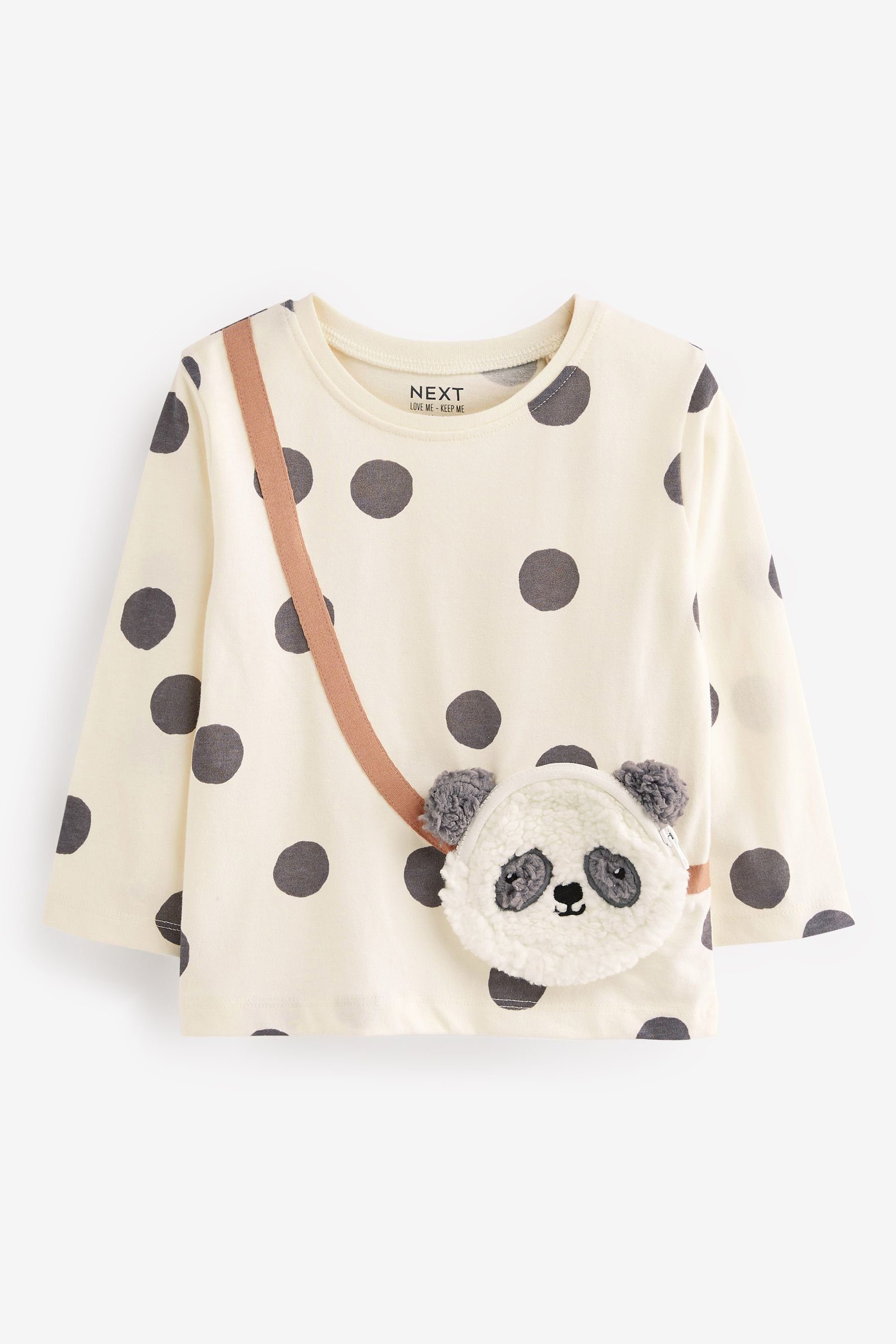 Panda Langärmeliges Black/White (1-tlg) Langarmshirt T-Shirt Next Taschen