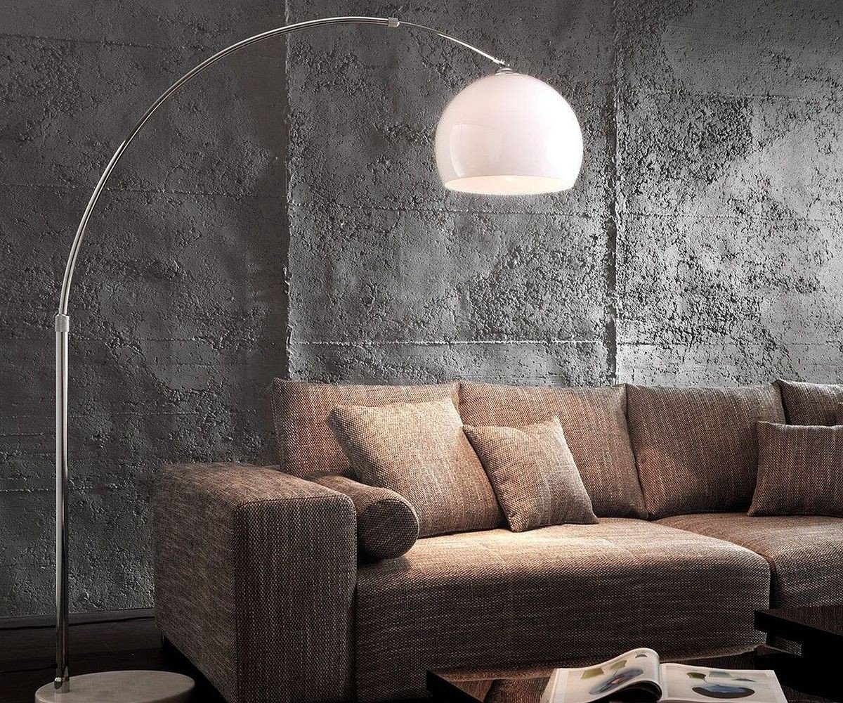 DELIFE Stehlampe Big-Deal, Eco Lounge Weiss Marmor verstellbar Bogenleuchte Weiß