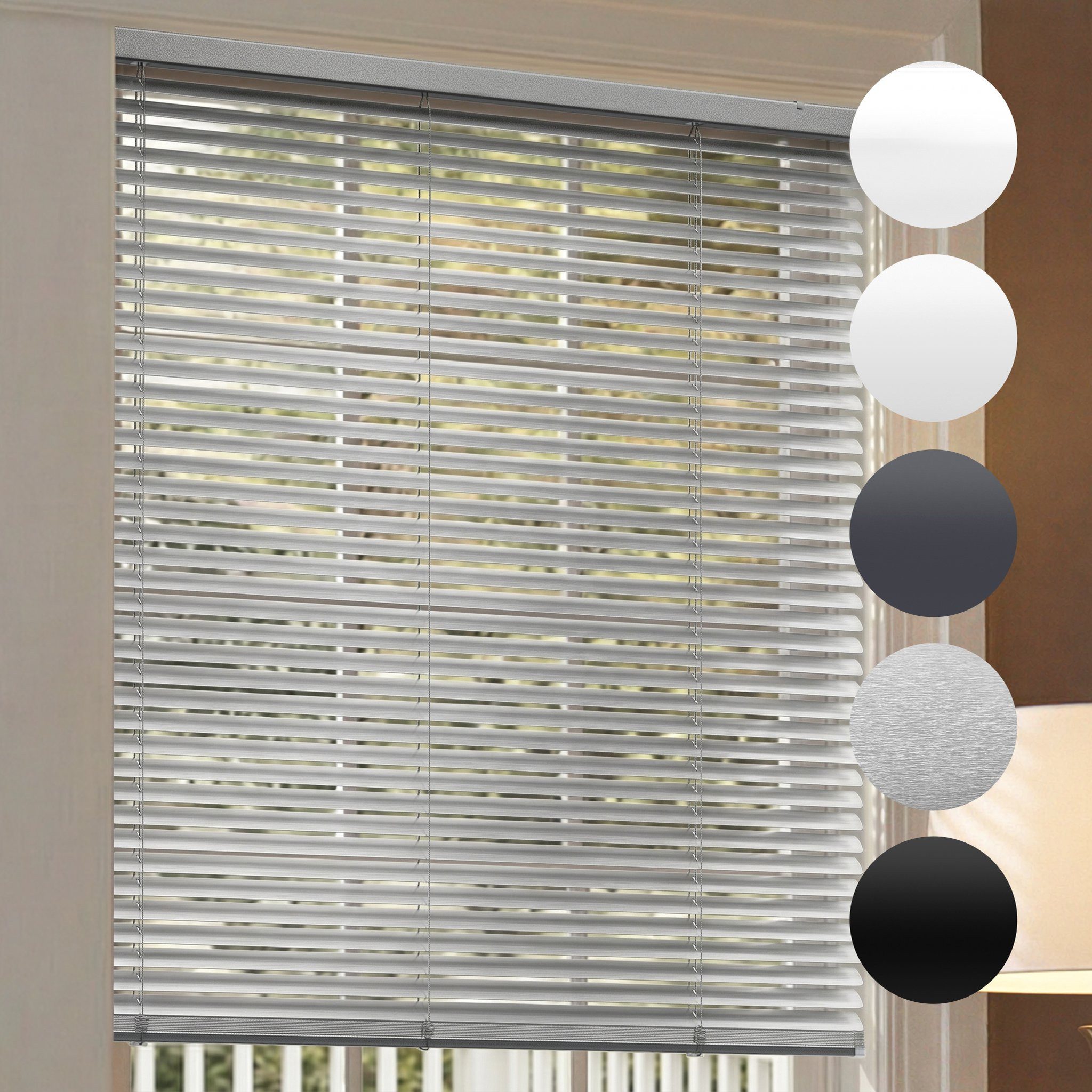 jalousiescout Jalousie Essential Line Alu-Jalousie 25mm Rechts 40x130cm Silber Matt, ohne Bohren, geklemmt oder verschaubt, Montage ohne Bohren oder mit Schraubmontage