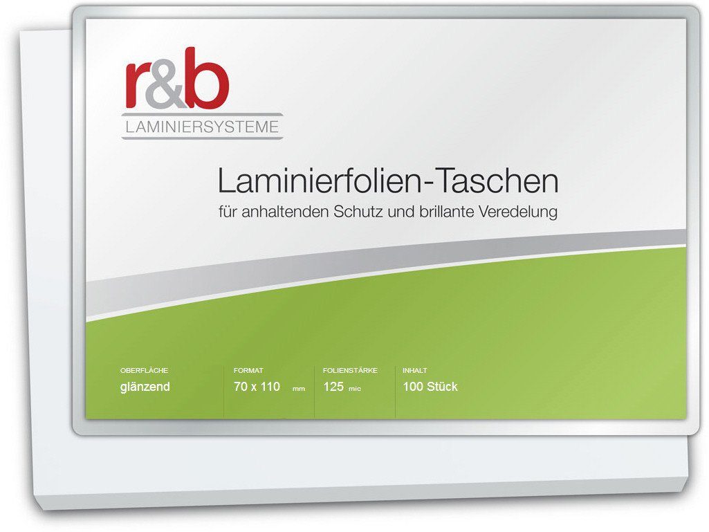 r&b Laminiersysteme Schutzfolie Laminierfolien 70 x 110 mm, 2 x 125 mic, glänzend, für Thekenpreisschilder