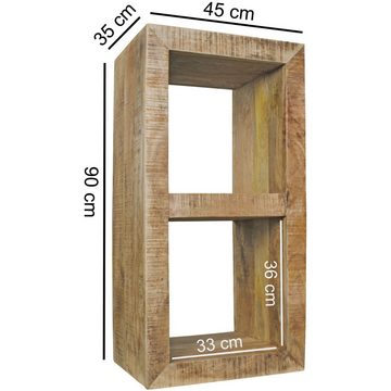 Wohnling Standregal WL5.087, Massivholz Mango Regal 90 x 45 x 35 cm 2 Böden, Kleines Bücherregal, Holzregal Natur Rustikal