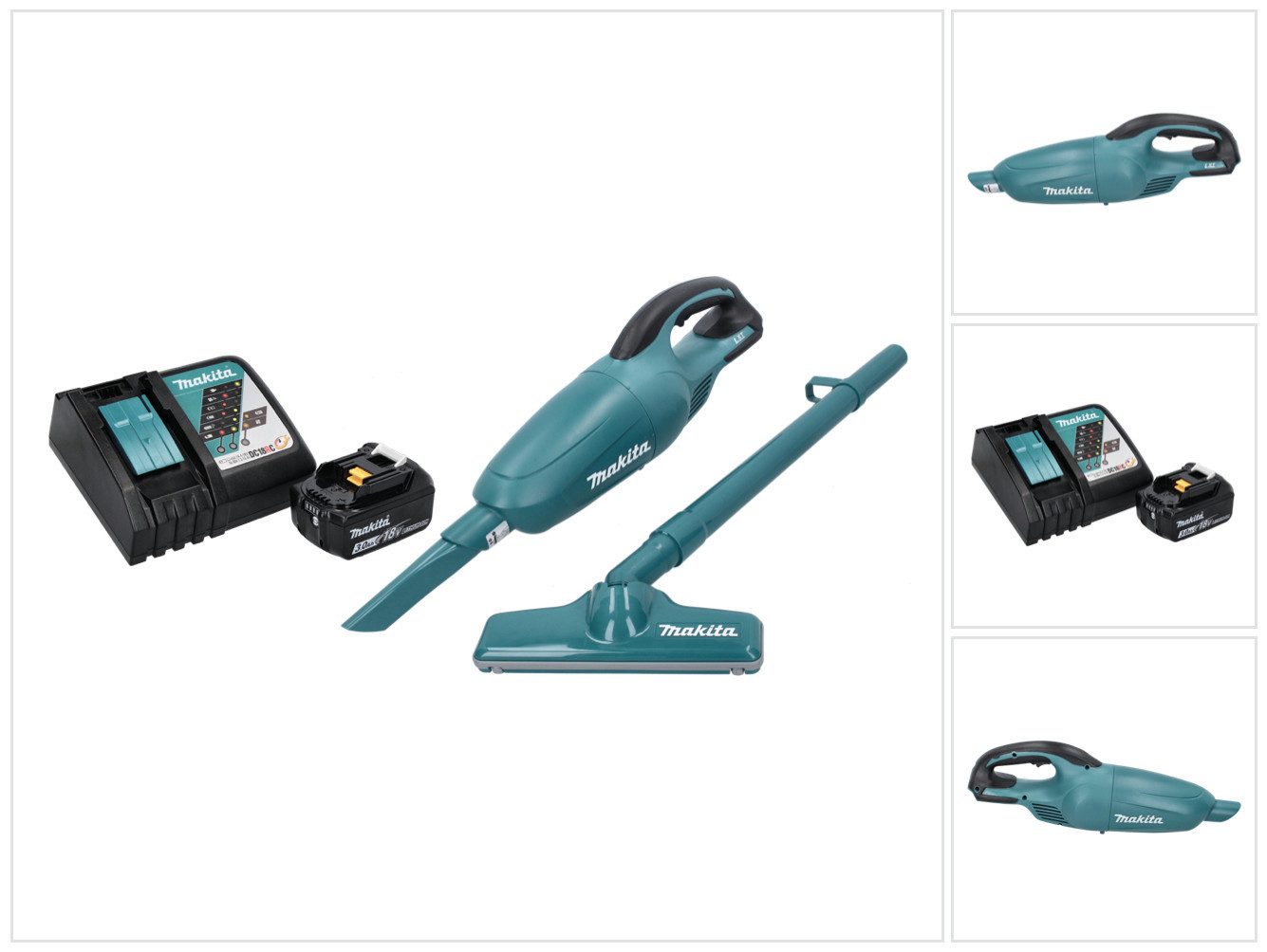 Makita Akku-Handstaubsauger DCL 180 RF1 Akku Staubsauger 18 V Grün + 1x Akku 3,0 Ah + Ladegerät