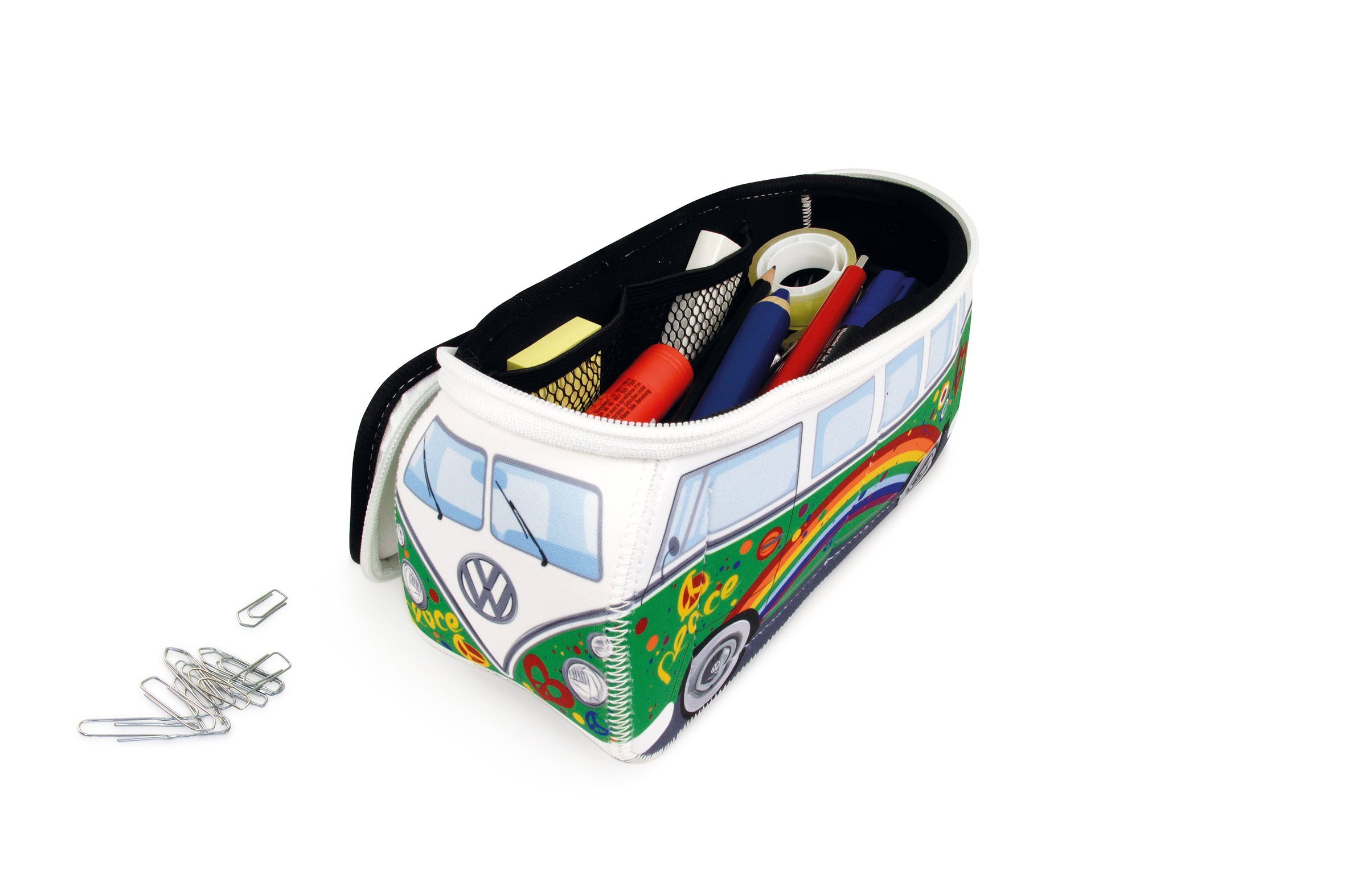 VW Collection by BRISA Kulturbeutel Volkswagen Neopren Schminktasche, Reisebeutel, funktionale Kosmetiktasche im T1 Bulli Bus Design, 23x11x8 cm