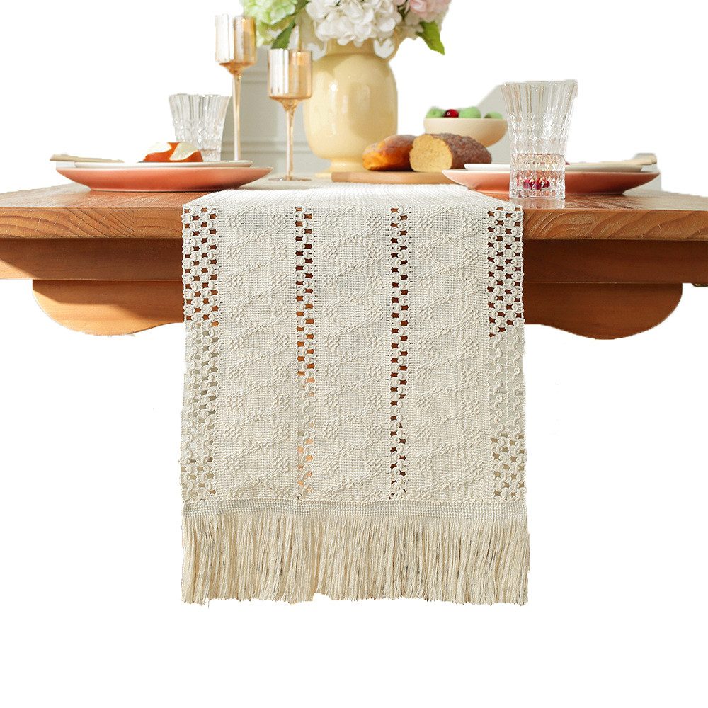Kaket Tischläufer Makramee Tischläufer Boho Baumwollflachs günstig online kaufen