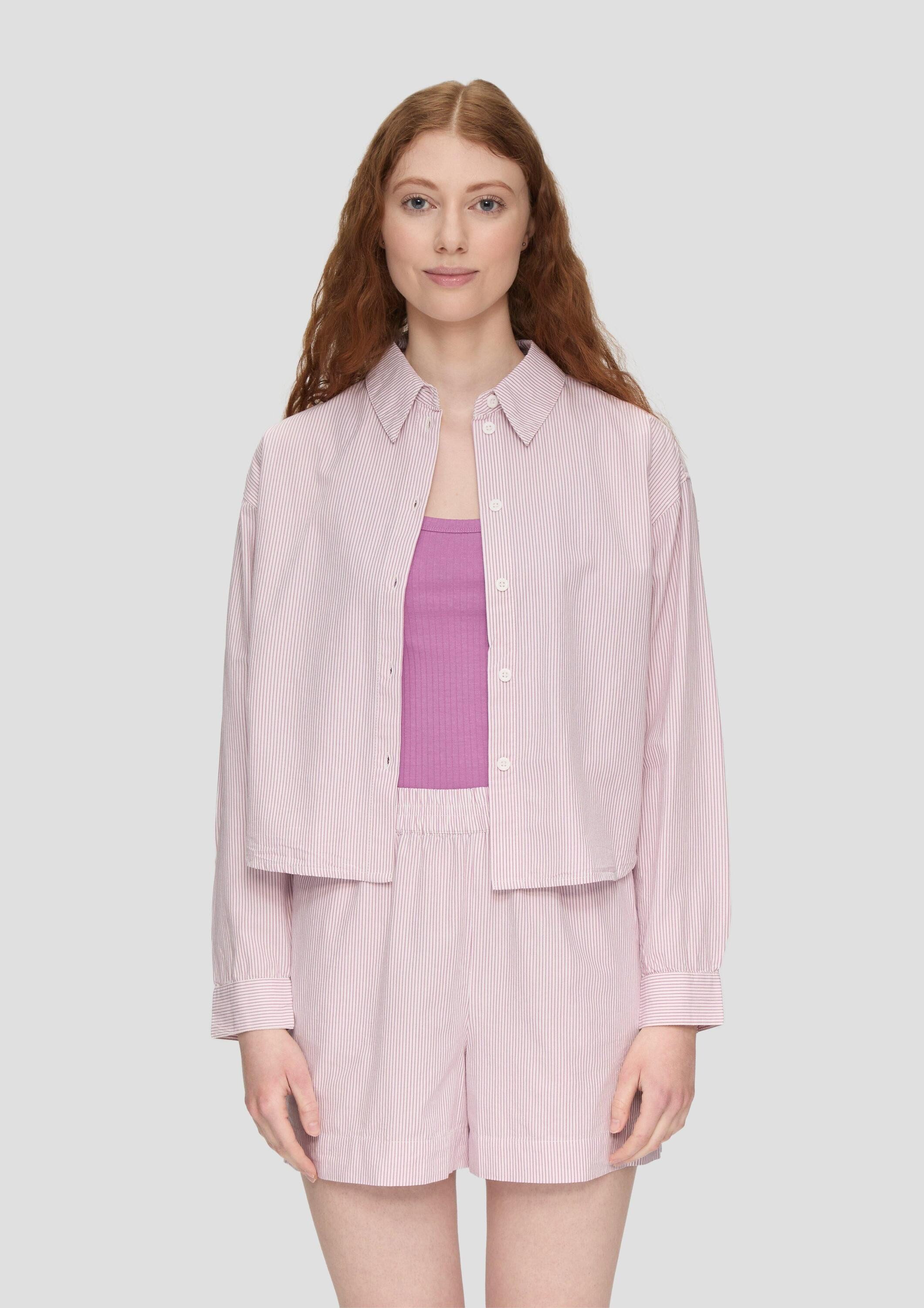 QS Langarmbluse Bluse Gestreiftes Baumwollhemd (1-tlg) günstig online kaufen