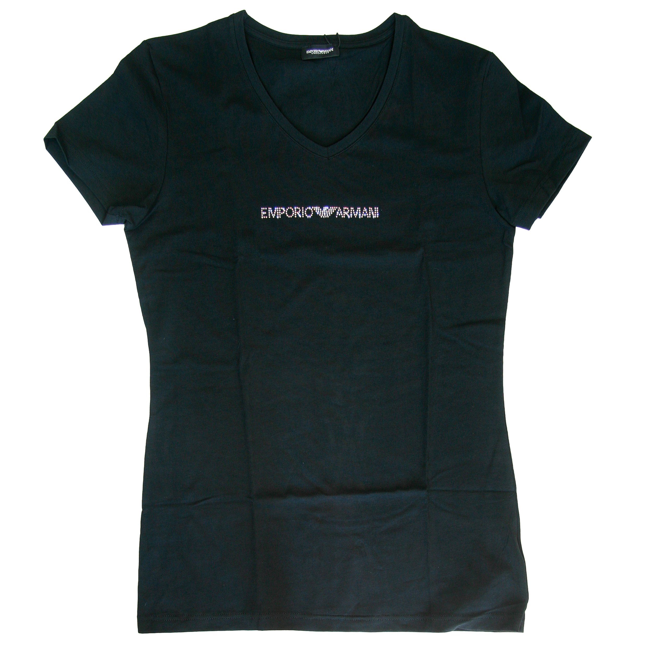 Emporio Armani Unterziehshirt 0P263 Damen T-Shirt Glitzer Schmucklogo (1-St) V-Neck Kurzarm figurbetont