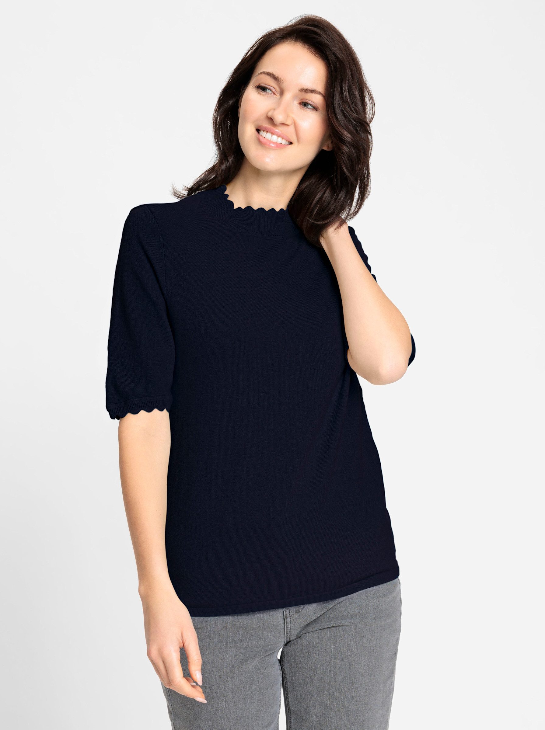 Witt Strickpullover Stehkragen-Pullover Kurzarm Jersey
