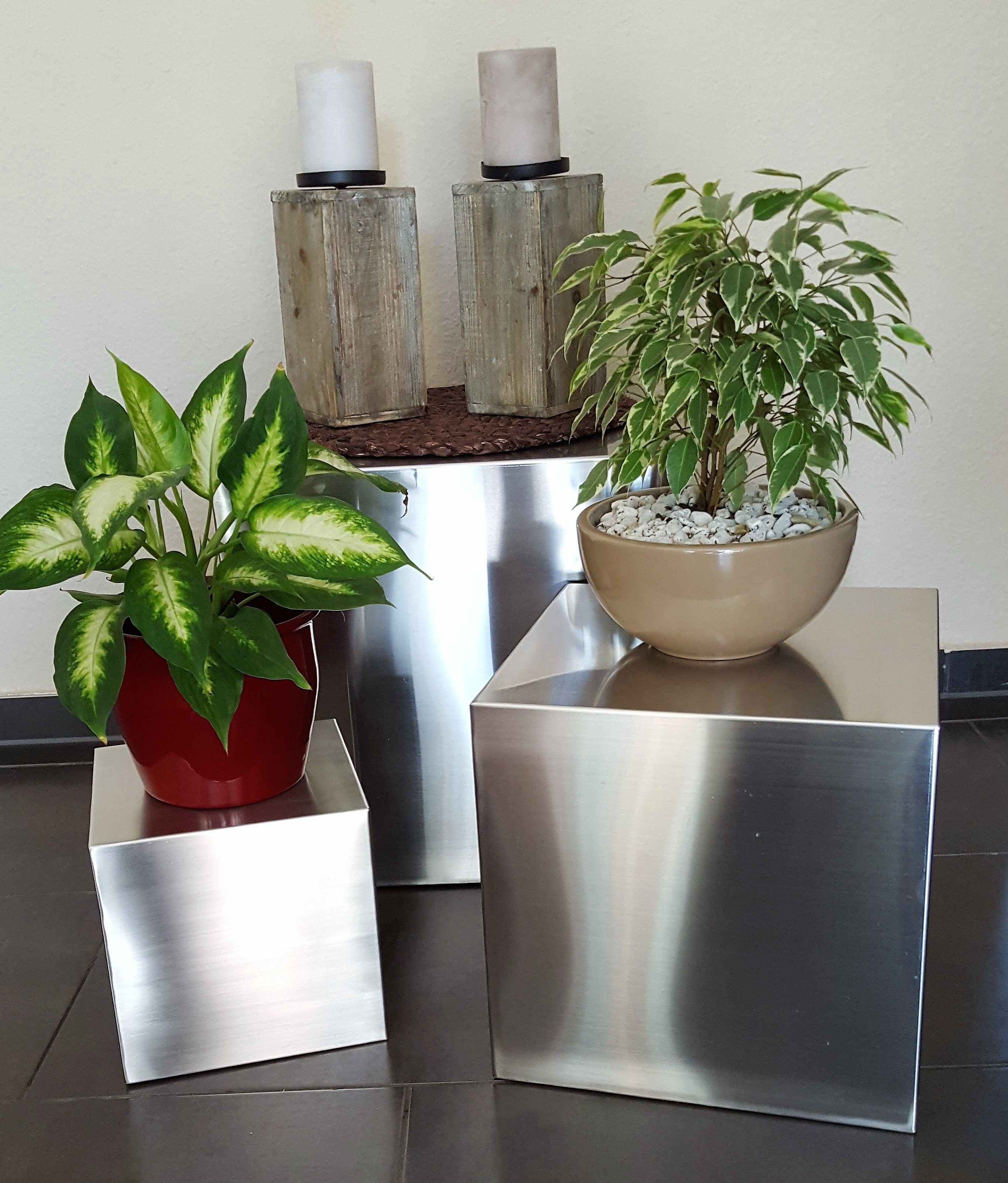 Jürgen Bocker - Gartenambiente Gartenfigur Dekorations-Quader Würfel 20-50 cm Edelstahl matt Dekoquader