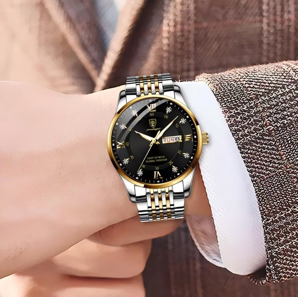 Toomoke Quarzuhr Quarzuhr Herren, Herrenuhr Chronograph, Edelstahlarmband, (Quarzuhr mit Luminous & Kalender, Multifunktions-Armbanduhr für Männer), Wasserdicht 30 m, 41 mm Gehäuse