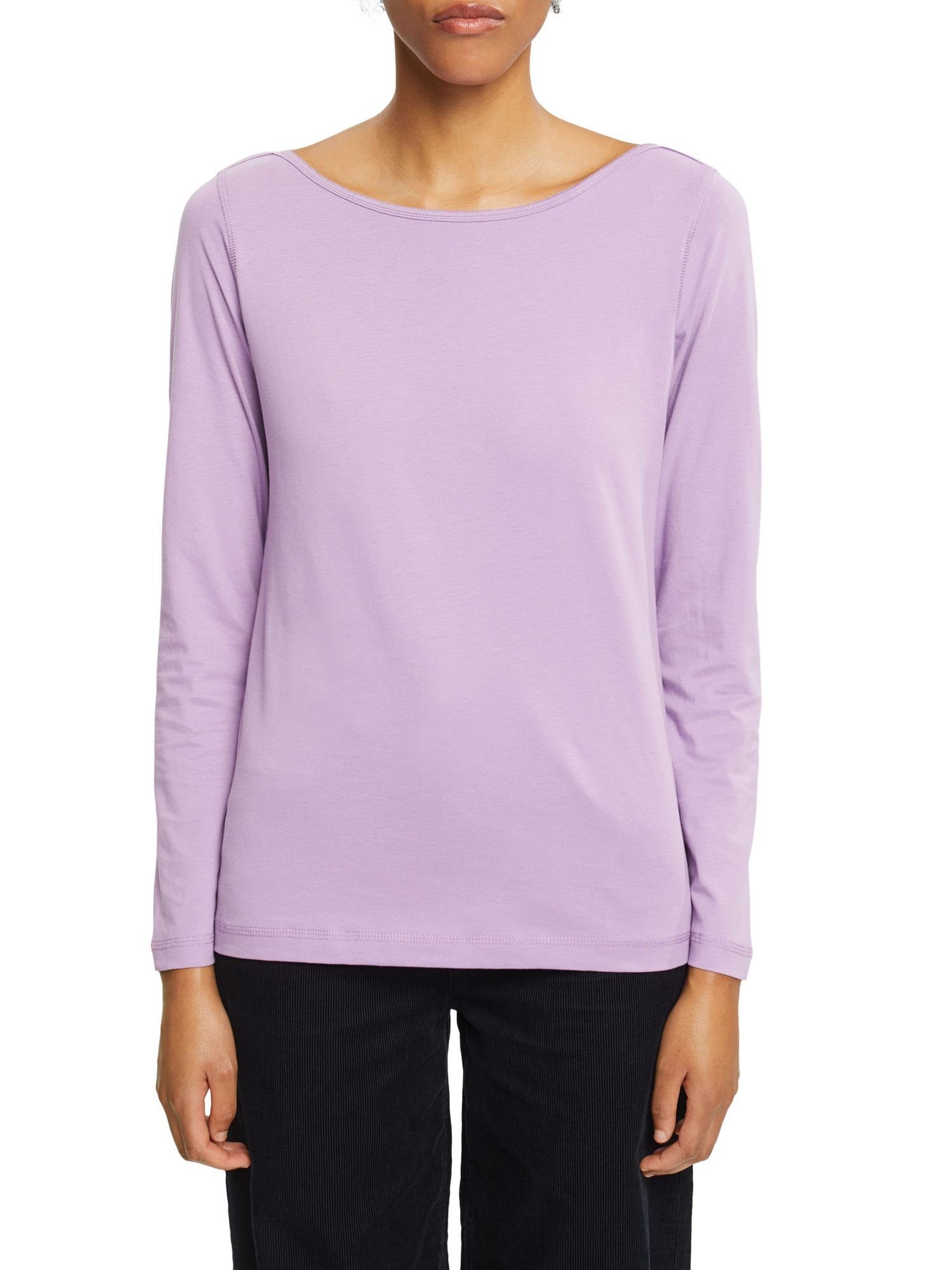 mit LILAC Longsleeve Esprit Langarmshirt (1-tlg) U-Boot-Ausschnitt