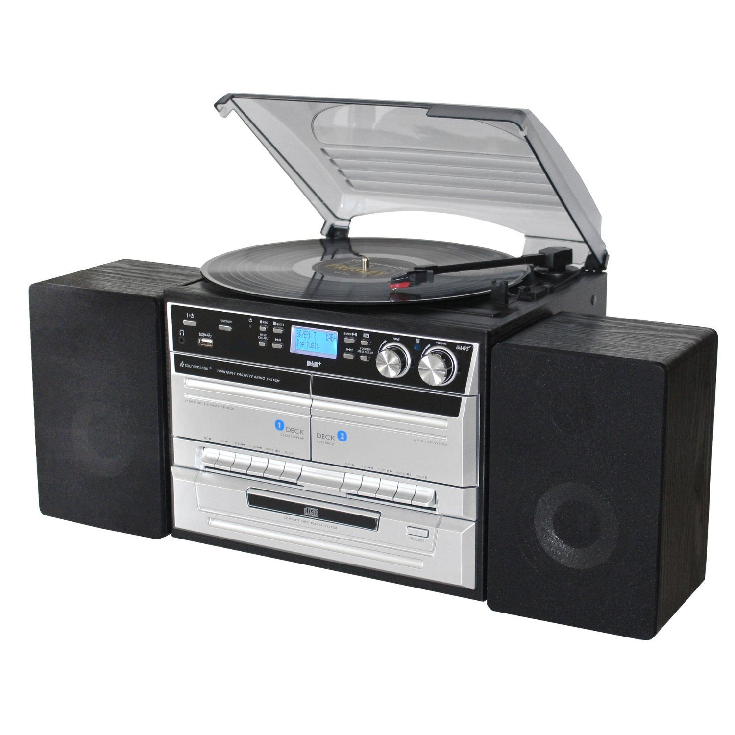 Soundmaster MCD5550SW Stereoanlage DAB Kassette BT CD USB MP3 Plattenspieler Kompaktanlage