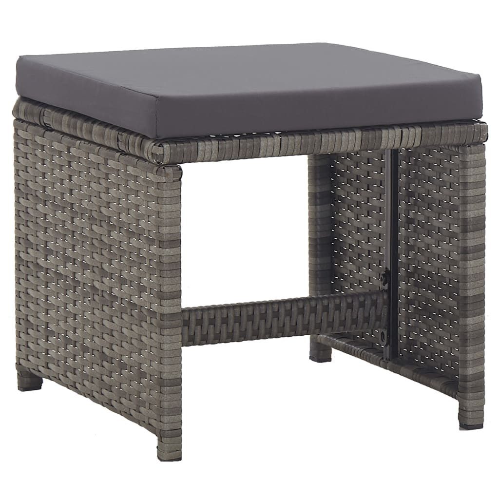 furnicato Gartenlounge-Hocker 2er Set Gartenhocker 41x41x35 cm Anthrazit mit dunkelgrauen Kissen, Widerstandsfähige Sitzhocker mit 5 cm dicken Kissen als Fußstützen