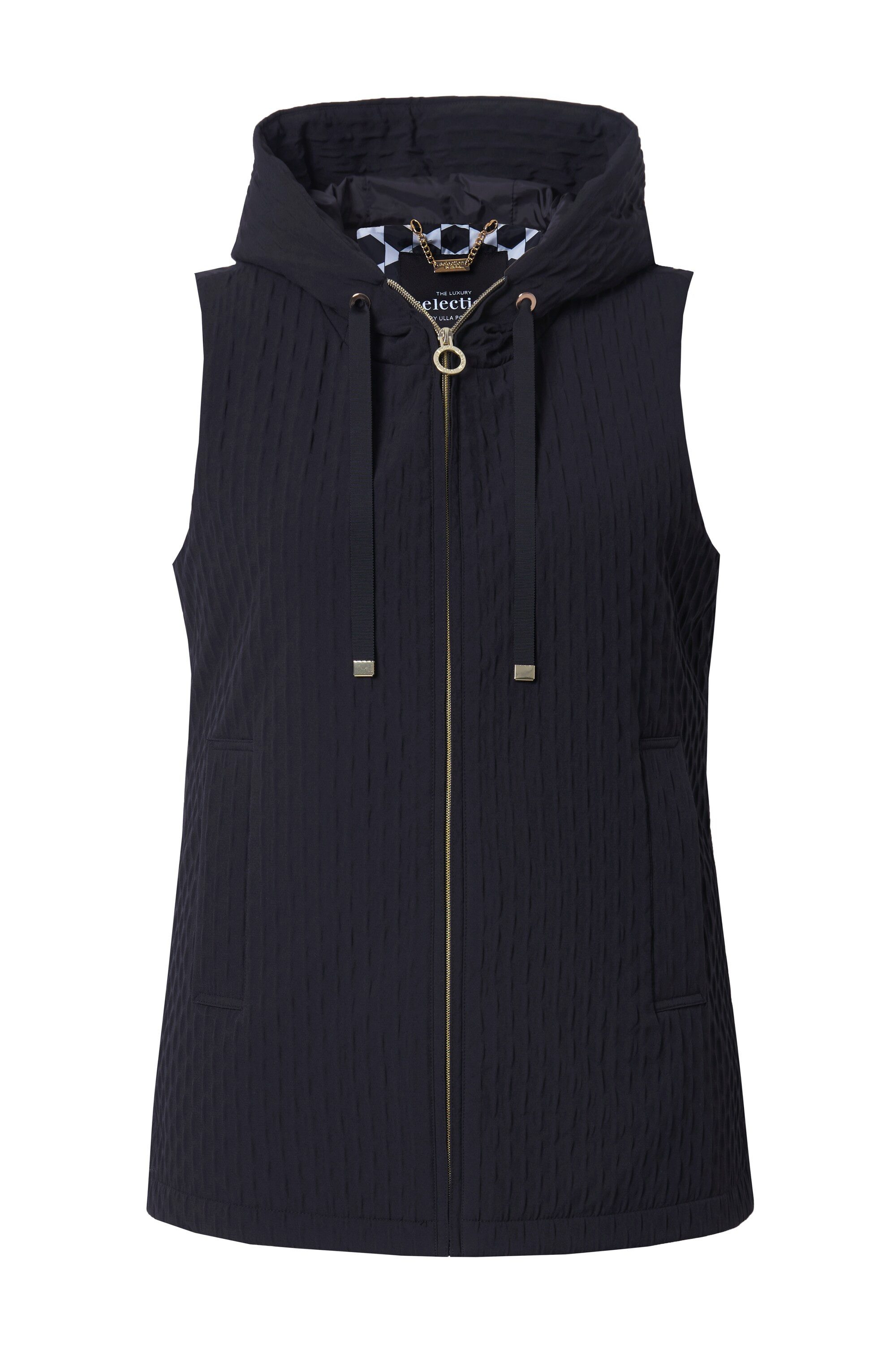 Ulla Popken Steppweste Weste A-Linie Kapuze Zipper wattiert günstig online kaufen