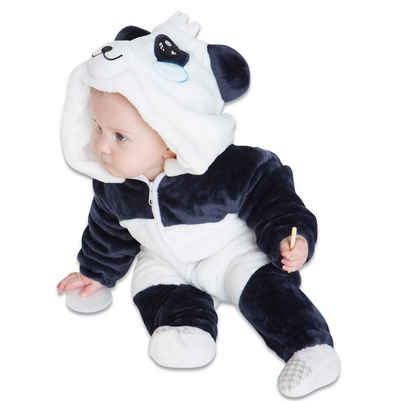 Corimori Strampler »Baby Onesie Jumpsuit Kostüm in den Größen 60-90cm« (1-tlg) Mei der Panda (blau/wei) - Strampler, Karneval, Fasching, Halloween, Overall, Faschingskostüme, Karnevalskostüme
