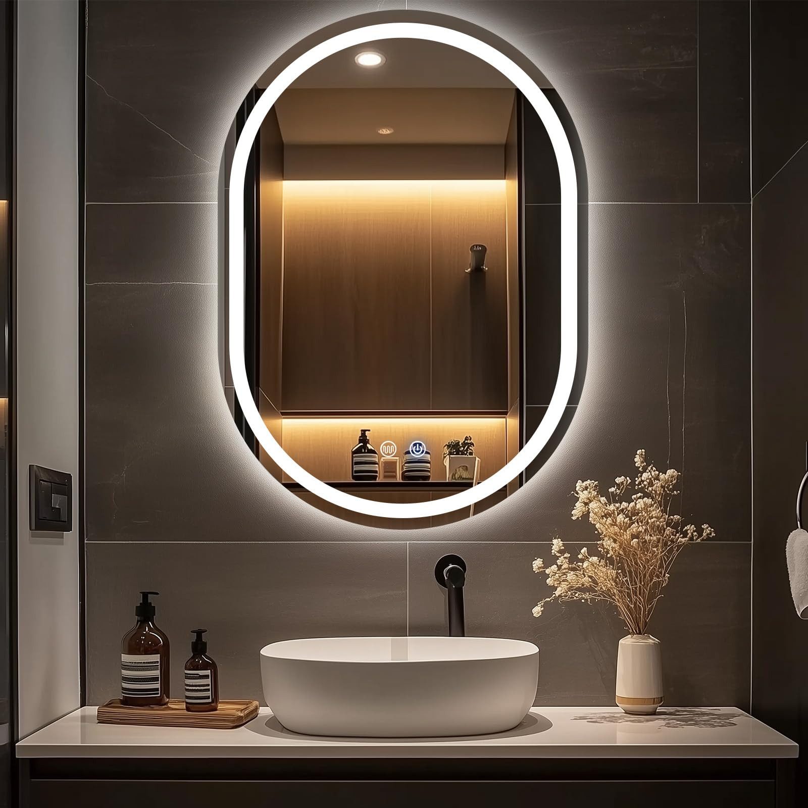 Ganzkörperspiegel Badezimmer Wandspiegel Spiegel oval Badezimmerspiegel