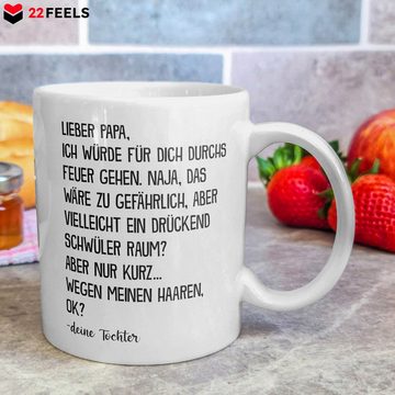 22Feels Tasse Papa Geschenk Vatertag von Tochter Vater Geburtstag Kaffeetasse Mann, Keramik, Made in Germany, Spülmaschinenfest