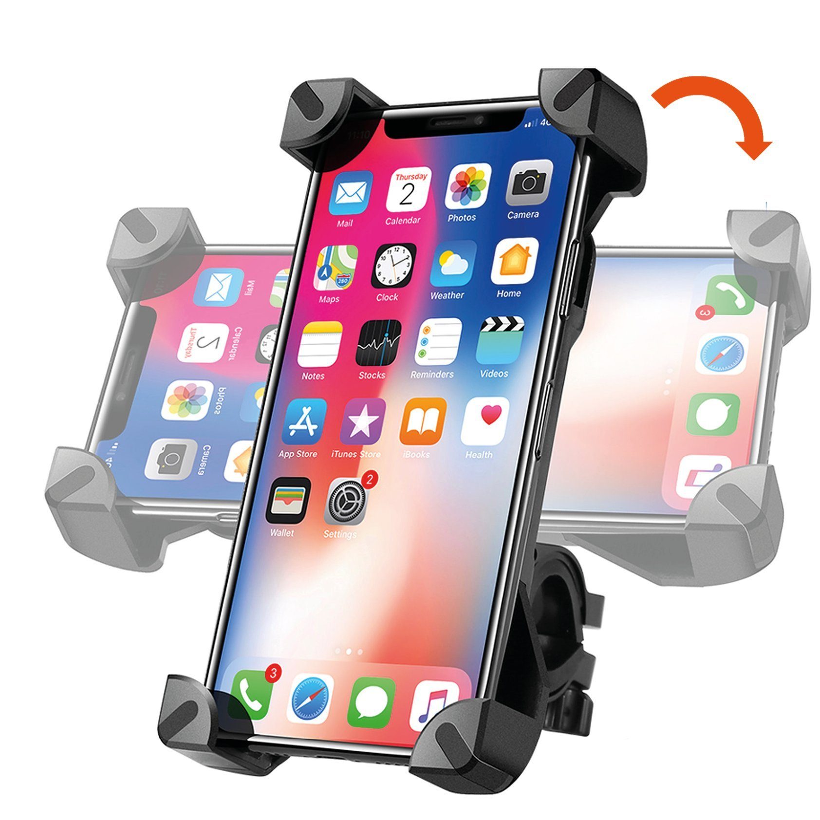 Shopbrothers Mobile Phone Holder Bicycle Phone Mount Universal Mobile Phone Motorcycle E-Scooter Mount, (up to 7.00 inches, Set, 1-piece, 360 Degree Outdoor Bicycle Holder for iPhone, Samsung, Huawei, XIAOMI)