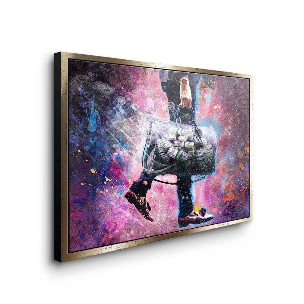 Motivation premiu Leinwandbild Rahmen Der Motiv Leinwandbild, Mindset schwarzer DOTCOMCANVAS® Pop mit Gentleman Art